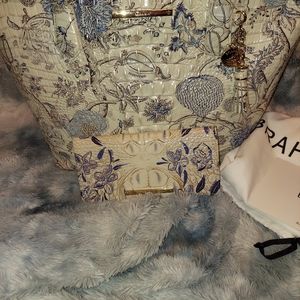 Brahmin Med. Asher w/Wallet Blue and Cream